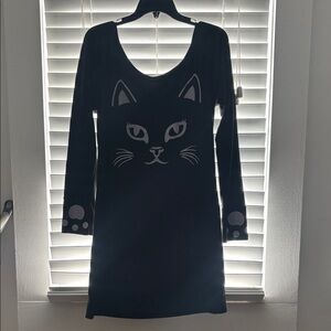Black Cat Face Mini Dress